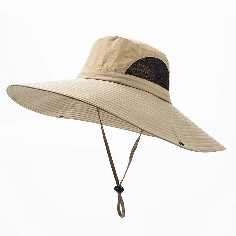 Good Quality Sunshade Mesh Breathable Wide Brim Bucket HatLogo Custom Patches Embroidery Sun Hat for Men
