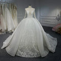 Jancember LSB062 Exquisite V-neck Long Sleeves Lace up Ball Wedding Dress 2023