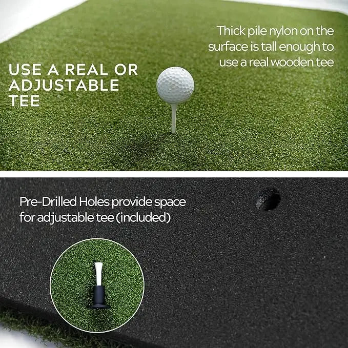 Tee-up Hitting Mat Range for Golf Putting Green Practice and Training