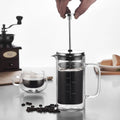 Household Double Coffee Maker High Borosilicate Glass Heat Resistant Hand Punch Coffee Maker with Graduated