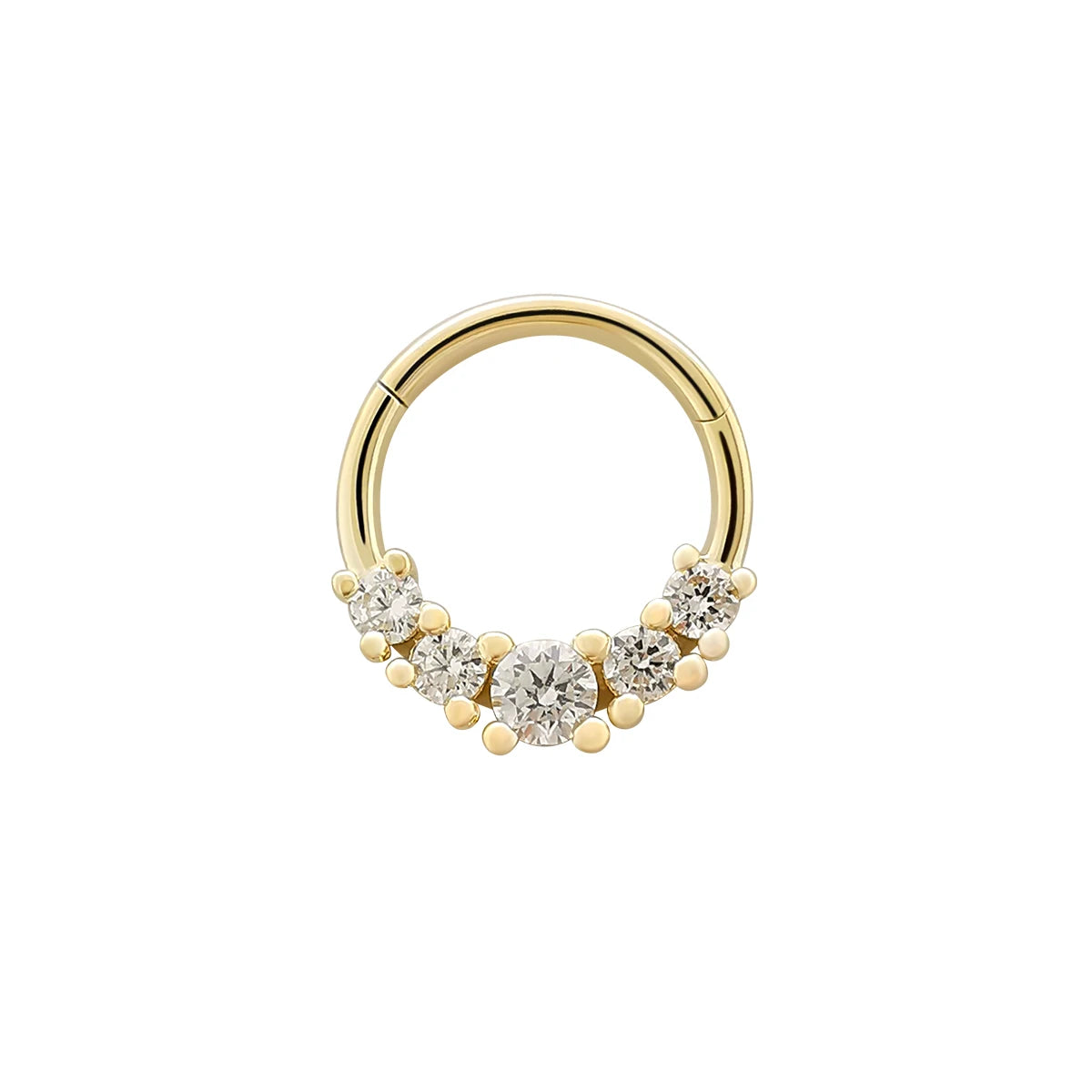 14K Solid Gold Vintage Body Jewelry Nose Rings for Women with Cubic Zirconia Gift