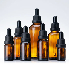Luxury 5ml 10ml 15ml 20ml 30ML 50ml 100ml 4oz Amber Frosted Glass Dropper Bottles with Black Cap