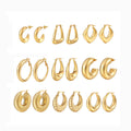 Luxury Jewelry 18K Gold Plated Stainless Steel Irregular Geometric Trendy Minimalist Womens Huggie Hoop Earrings