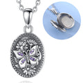 Wholesale in Bulk 925 Sterling Silver Oval Shaped Butterfly Design Photo Locket Pendants Necklace for Women