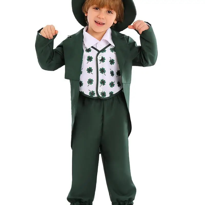 Ireland Day Children's Four-leaf Clover Small Suit School Party Stage Show Costume