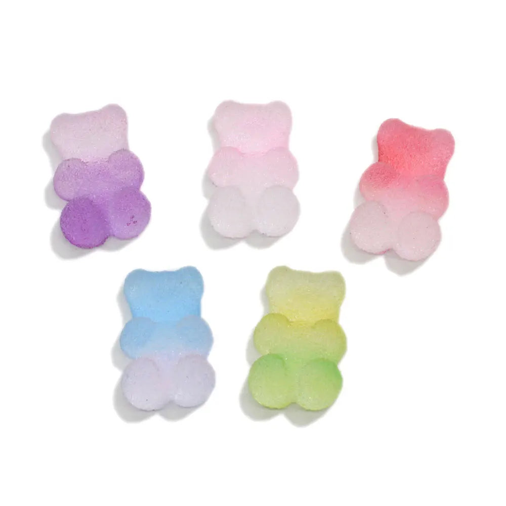 100PCS Resin Soft Bear Candy Flatback Cabochon Simulation Food Fudge Bear QQ Gummy Candy Resin Sugar Dollhouse Food DIY