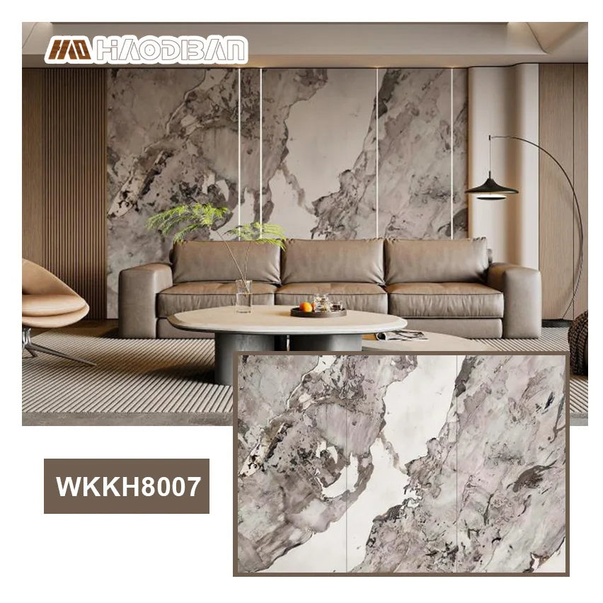 8mm Customized 3D Printed Marbled Bamboo Charcoal Flat Wall Panels with Modern Design Fireproof & Eco-friendly for Hotel Use