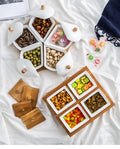 Creative Eco-Friendly Bamboo Snack Storage Tray with Multi-Grid Design Ceramic Platter Lid-Dry Fruit Tray Snake Tray Set