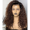 Ombre Brown Color Kinky Curly Wave Cuticle Aligned Human Hair Lace Front Wigs for Black Women