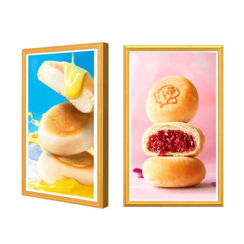 Factory Android Wifi CMS Remotely Control Wood Frame Video Image Photo Restaurant Digital Menu Food Advertising LCD Display