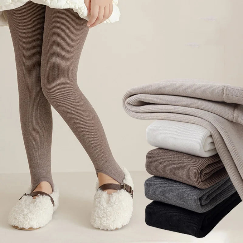 Winter Children's Foot Leggings Custom Velvet Thickened Thermal Insulation Kids Tights Solid Cotton Pants Girls' Pantyhose