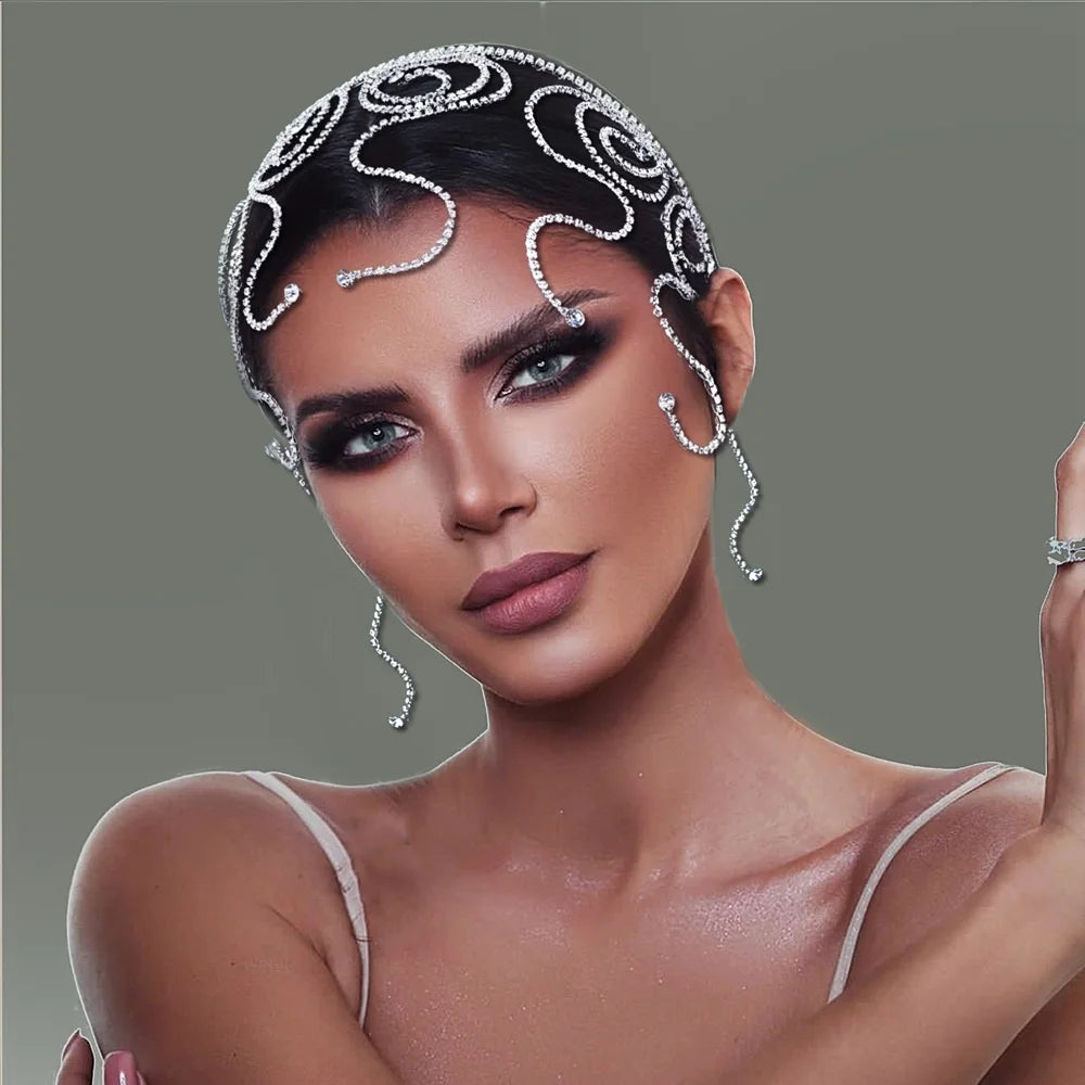 Handmade Rhinestone Tiara Crown Bride Headband Hair Jewelry Headpiece Performance Bridal Wedding Hair Accessories