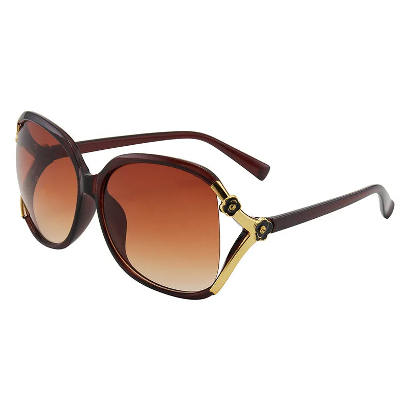 New Camellia Sunglasses Female Hollowed Out Korean Version of the Trend Fashion Rose Retro All Matching Glasses a Piece of Hair