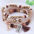 Fashion Tassel and Happy Engrave Charm Bracelet Handmade Multi Color Crystal Bracelet for Women Wholesale Set Bohemia Jewelry