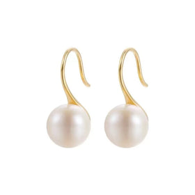 Fine 925 Silver Freshwater Pearl Earrings Women Gold 925 Sterling Silver Geometric Ear Hook Earrings Jewelry Factory Wholesale