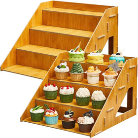 Custom Natural Wooden Rustic Cupcake Stand for 24 Cupcakes Stepped Wood Display Stand Shelf
