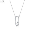 New Arrival Simple Elegant Diamond Jewelry 18K Solid White Gold Natural Diamond Pearl Pendant Necklace Chain for Girls