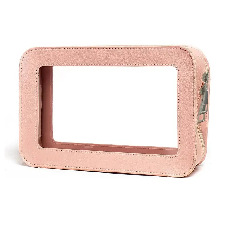 Custom Portable Transparent Clear PVC + PU Travel Make up Wash Bag Waterproof Toiletry Bag for Women