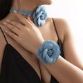 SHIXIN Exaggerated Romantic Blue Big Rose Flower Clavicle Chain Necklace Women Elegant Korean Fashion Short Choker Y2K Wed