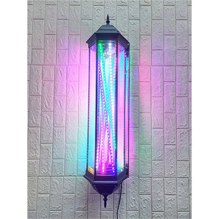 Kisen Newest Gold Barber Pole with LED Light Outdoor Salon Equipment Factory Direct Sale Cheap Price