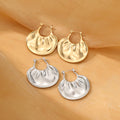 Geometric Titanium Steel Plated 18K Gold Handbag Shape Wrinkled Earrings Women's Stainless Steel Jewelry