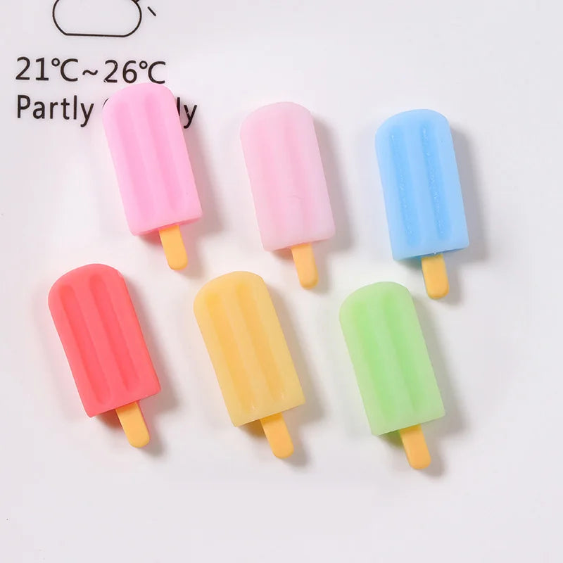 Yiwu Wintop Summer Style Matte Colored Ice Cream Shape Flat Back Resin Cabochons for Craft Diy Decoration