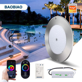 Hotook 316L Stainless Steel Resin Filled Warm White IP68 18W 12V Underwater LED Swimming Pool Light Piscinas for Casing Pipe