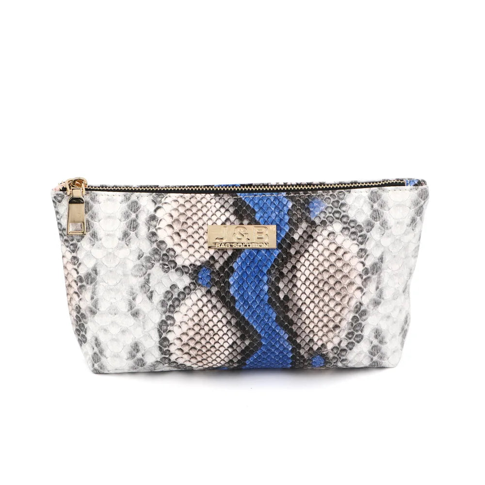 Fashion Travel PU Cosmetic Bag Snakeskin Metal Zipper Bag Vegan Leather Pouch Faux Leather Makeup Bag Logo Custom MegaBDM