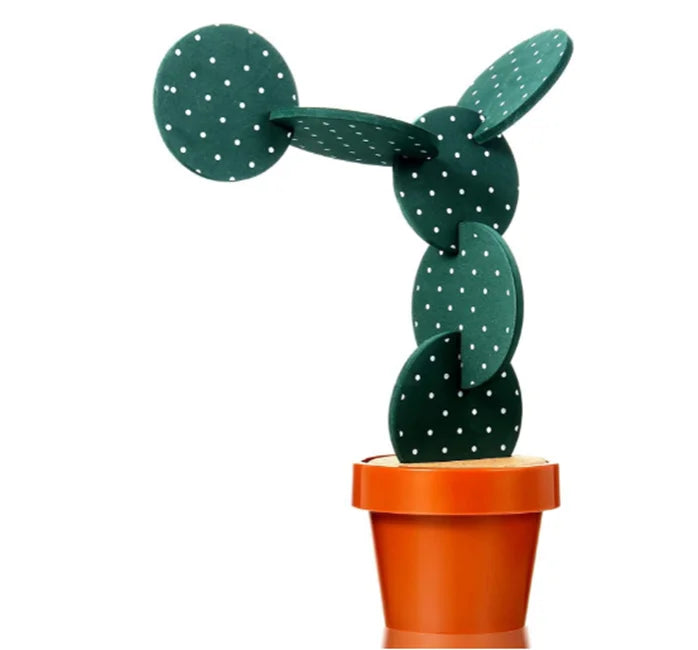 6 Piece DIY Potted Cup Pad Creative Round Heat Insulation Non Slip Pad Decorative Coasters Cactus Coaster With Flower Pot Holder