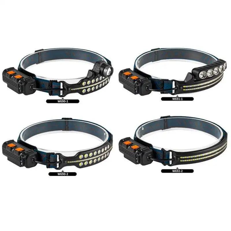 All Perspective Induction Rotating 1000 Lumen Usb Flashlight Type-c Rechargeable 3w Xpe Cob Led Motion Sensor Headlight Headlamp