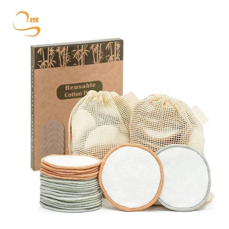 3.15" Round Soft Bamboo Terry Reusable Set Pack Reusable Makeup Remover Pad for Girls Daily Used