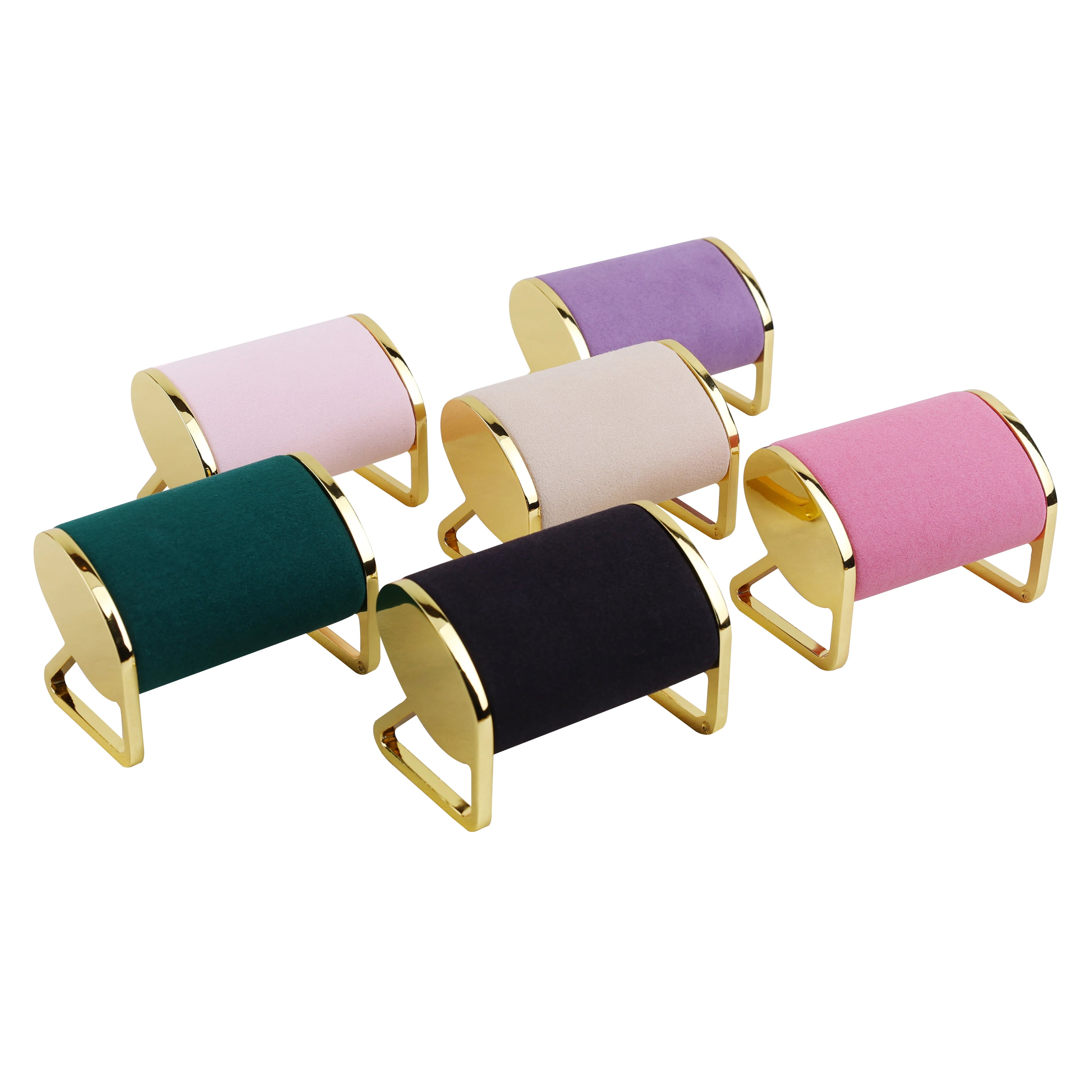 High End Gold-plated Metal Microfiber Bracelet Holder Wrist Watch Jewelry Display Rack