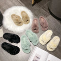 Fashion Foot Bed Open Toe Mule Fluffy Faux Fur House Slippers for Women