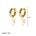 Fashion Jewelry Pearl Earrings Drop Earrings 18k Gold Plated Stainless Steel Stud Earrings with Pearls Trendy for Women
