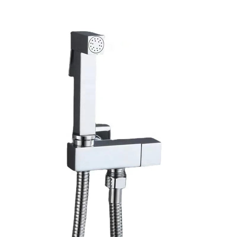 1/2 Muslim Shattaf Brass Hand Held Bidet Sprayer Set With Brass Angle Valve Bracket With Stainless Steel Shower Hose