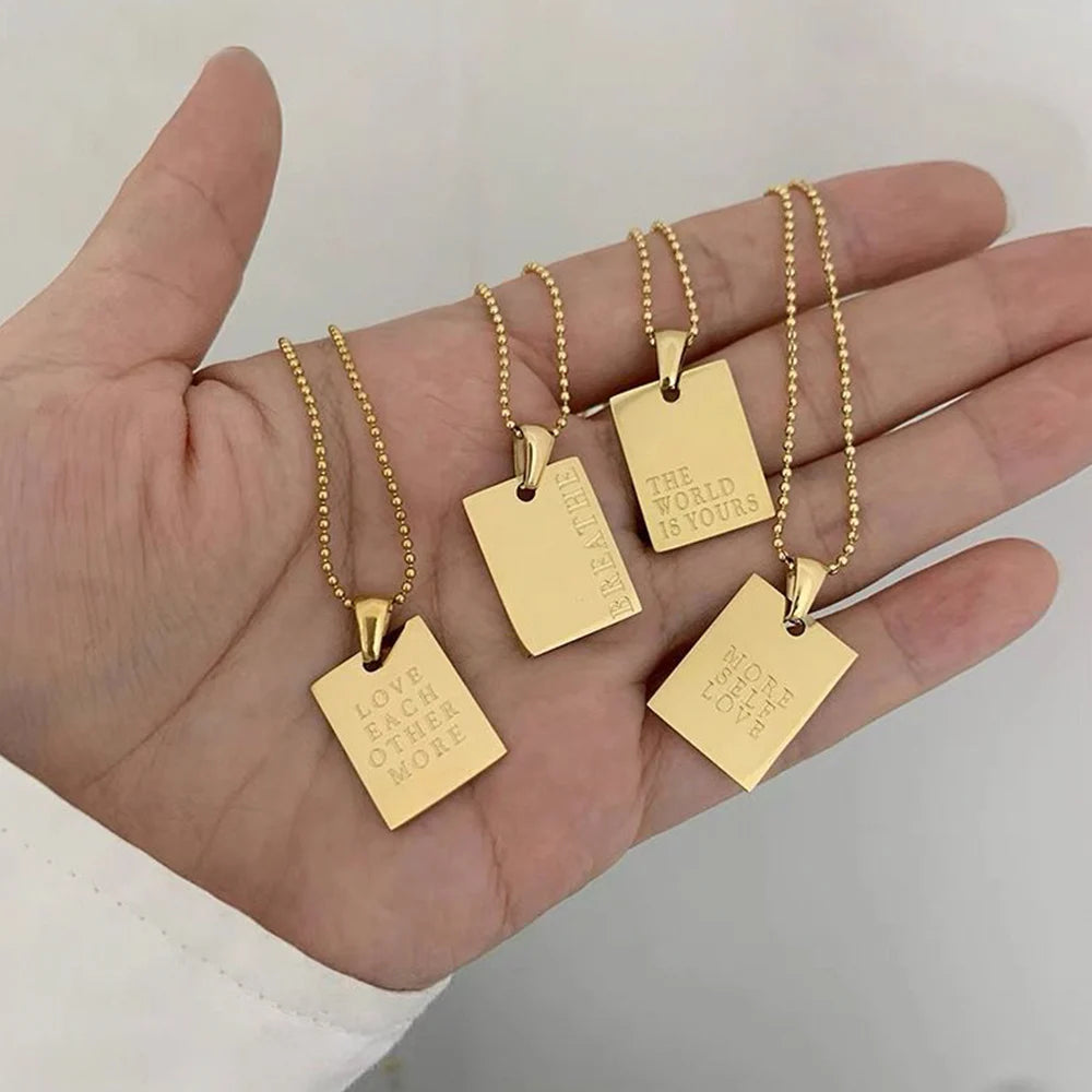 Customizable Stainless Steel 18K PVD Gold Plated Jewelry Personalized Pendant Name Pattern Engrave Necklace OEM/ODM Necklace