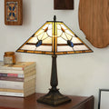 Tiffany Table Lamp Mission Stained Glass Table Light Medium Size Vintage Reading Lamp Incandescent Bulb Warm White 2-Year MegaBDM