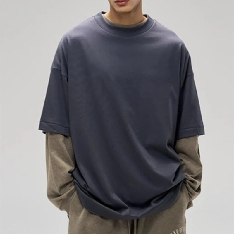 Manufacturer's Heavyweight 240 Gsm Oversized Unisex Crewneck T-Shirt 100% Cotton Solid Pattern with Customized Logo for Men