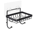 Adhesive Soap Dish Sponge Holder with Hooks for Bathroom Shower Kitchen Wall Mounted No Drilling Anti-Rust Stainless Steel