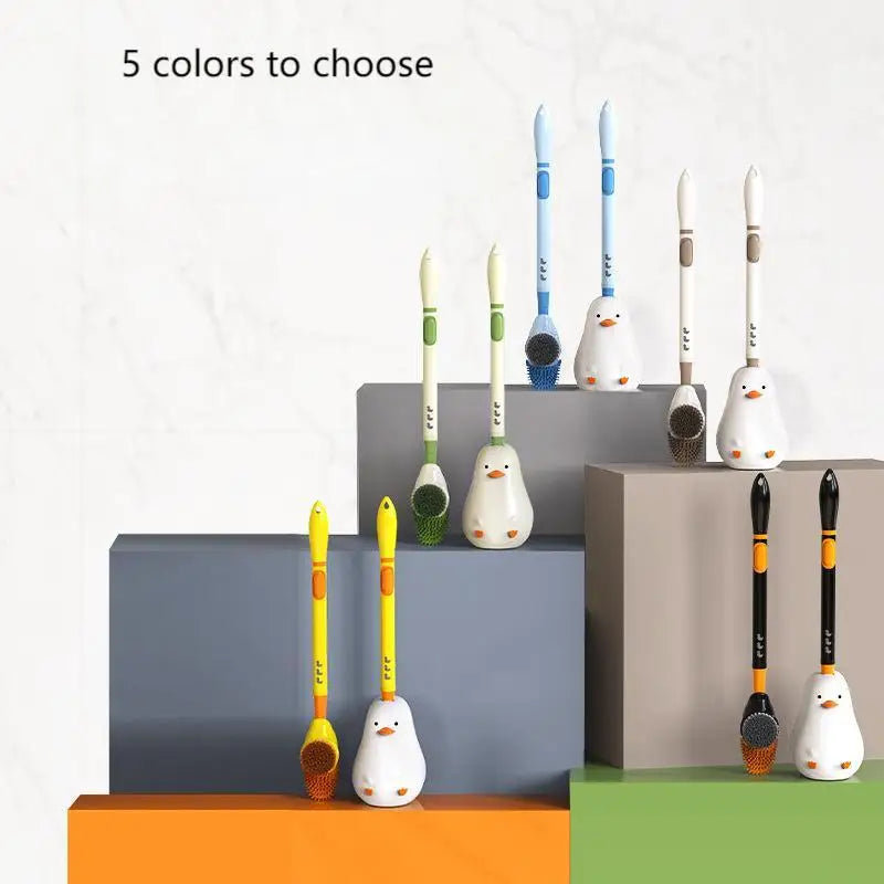 Creative Duck Shaped Silicone Soft Brush Toilet Cleaning Tool New Liquid Suction Concept with Stand PP Material