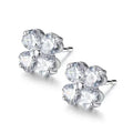 Factory Wholesale Cubic Zircon Pave 925 Sterling Silver Four Leaf Clover Stud Earrings for Women