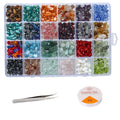 Crystal Chips and Gemstones Beads Kit for Jewelry Making 24 Colors Gemstones Chips Box DIY Jewelry Bracelet Beads