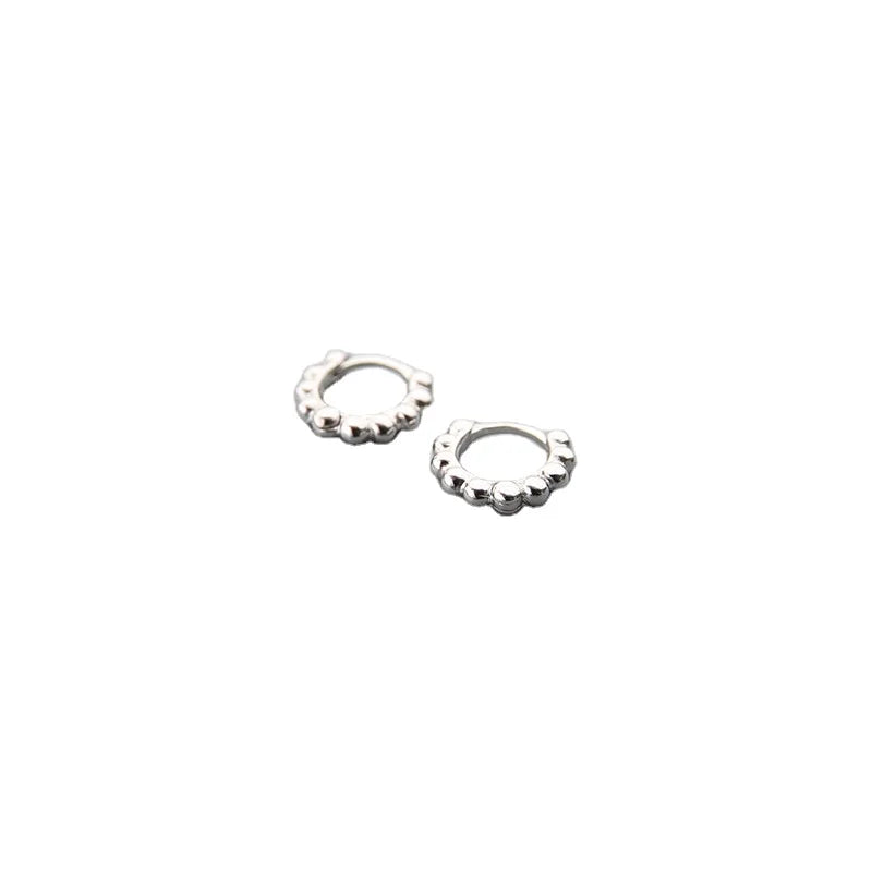 925 Silver Retro Simplicity Punk Round Hoop Earring Jewelry for Men and Women