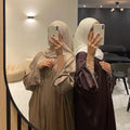 New Design Eid Dubai Turkish Islamic Elegant Modest Women Muslim Dress Abaya Custom Crystal Tassel Satin Silk Breathable Open