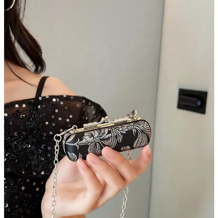 2025 Hot Ladies Fashion Acrylic Lipstick Purse Women Waist Makeup Purse Flower Pattern Cosmetic Storage for Travel Tiny Lip Bags