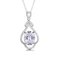 Women Gemstone 925 Sliver Cz Pendant Luxury Necklace