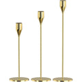 Set of 3 Gold Metal Candle Stand Holders for Taper Candles Decorative Candlestick Holder for Wedding Centerpieces