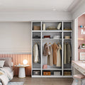 Bedroom 4 Door Steel Almirah Design Large Steel Wardrobe with 2 Drawer Metal Wardrobe with Glass Door