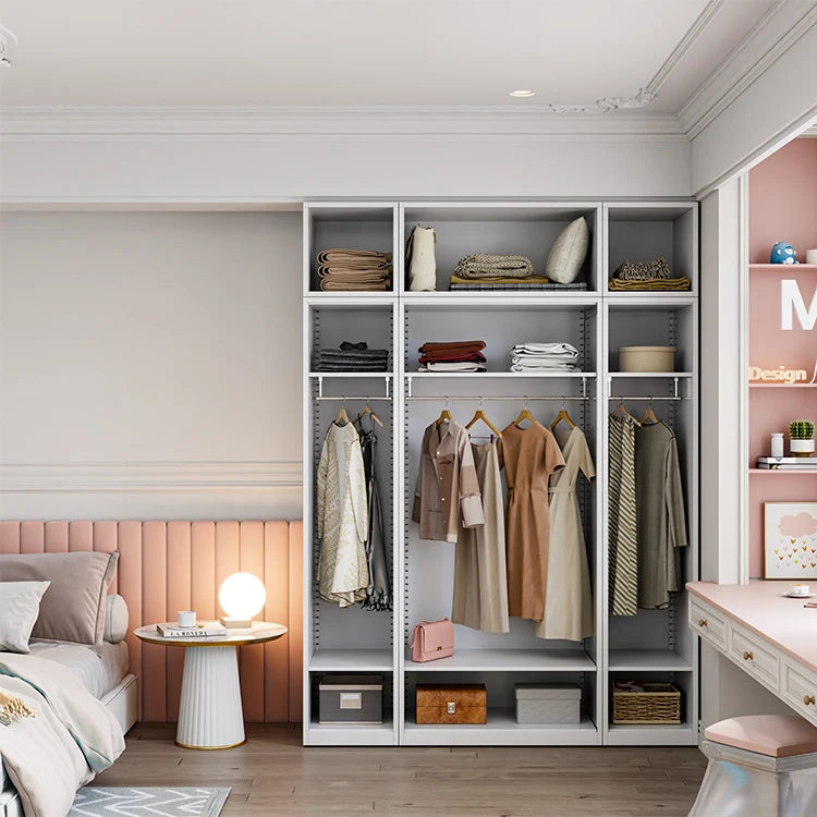 Bedroom 4 Door Steel Almirah Design Large Steel Wardrobe with 2 Drawer Metal Wardrobe with Glass Door