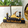 Muslim Ramadan Wooden Castle Eid Mubarak Acrylic Table Ornament for Islam Party Decorations